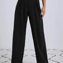 BROADSTAR Women Smart Loose Fit High-Rise Easy Wash Parallel Trousers-picture-44