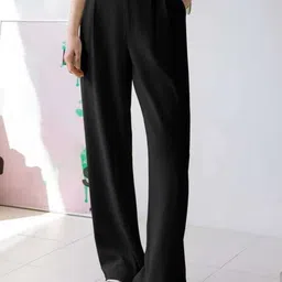 BROADSTAR Women Smart Loose Fit High Rise Easy Wash Pleated Parallel Trousers-picture-41