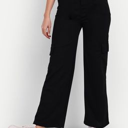 BROADSTAR Women Straight Loose Fit High-Rise Easy Wash Stretchable Cargo Trousers-picture-0