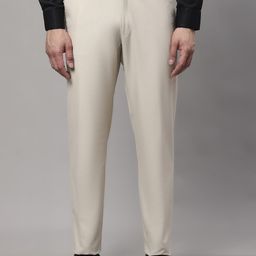 JAINISH Men Cream-Coloured Relaxed Tapered Fit Easy Wash Trousers-image-51