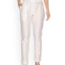 Saffron Threads Women White Original Easy Wash Trousers-image-45