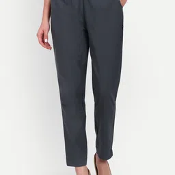 githaan Women Relaxed Straight Leg Mid-Rise Easy Wash Cotton Peg Trousers-image-51