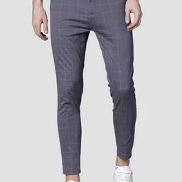 FUBAR Men Checked Relaxed Slim Fit Easy Wash Trousers-image-88