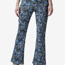 Popwings Women Floral Printed Smart Flared Easy Wash Bootcut Trousers-image-88