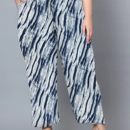 Indietoga Women Plus Size Abstract Printed Trousers-image-59