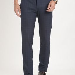 Turtle Men Tailored Slim Fit Checked Stretchable Formal Trousers-picture-49