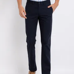 t-base Men Navy Blue Easy Wash Trousers-image-99