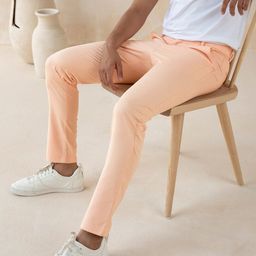 Andamen Men Peach Solid Regular Fit Trouser image 3