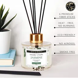 SOUL & SCENTS Transparent 2 Pcs Jasmine Fragrance Reed Diffuser Set With Sticks 120 ml image 5