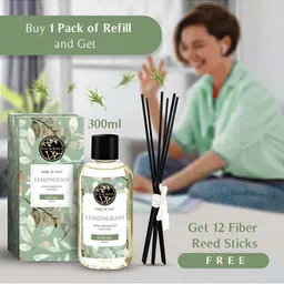SOUL & SCENTS Transparent Lemongrass Fragrance Reed Diffuser Refill With 12 Reed Sticks image 3