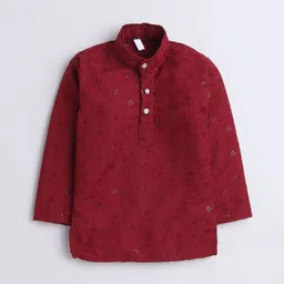 BAESD Boys Ethnic Motifs Regular Sequinned Pure Cotton Kurta with Trousers image 2