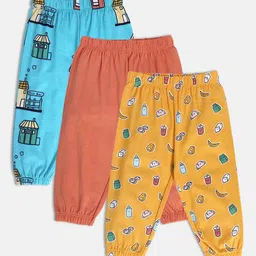 MINI KLUB Pack of 3 Boys Conversational Printed Easy Wash Cotton Joggers Trousers-picture-19