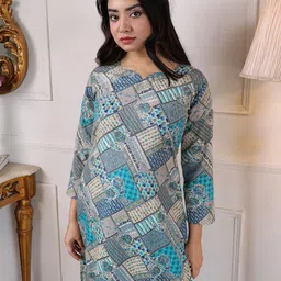 KALINI Printed Regular Kurta with Trousers image 2