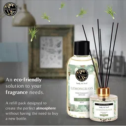 SOUL & SCENTS Transparent Lemongrass Fragrance Reed Diffuser Refill With 12 Reed Sticks image 5