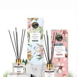 SOUL & SCENTS 2 Pieces Transparent Ocean & Blossom Reed Diffuser Set With Sticks 120 ml image 4