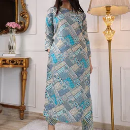 KALINI Printed Regular Kurta with Trousers image 3