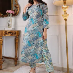 KALINI Printed Regular Kurta with Trousers image 4