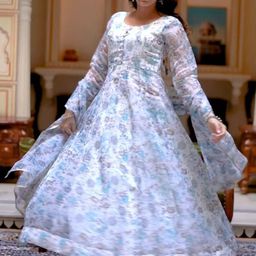 GRISHU COLLECTION Floral Printed Anarkali Kurta With Trouser & Dupatta-image-38