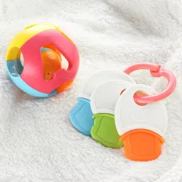 Premium Rattles Set with 1 Rattle Ball &1 Key Teether for Babies, Non Toxic Baby Rattle-28