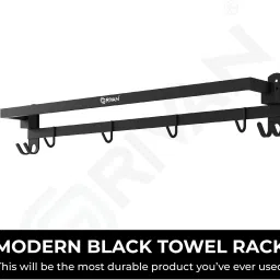 grivan Durable Dual Foldable Towel Stand | Rack | Holder | Shelf With Hooks And Hanger 23.5 inch 1 Bar Towel Rod image 3