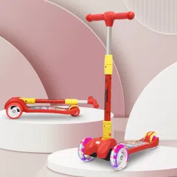 Road Runner Scooter for Kids of 3 to14 Years Age 3 Level Adjustable Height (Red)-0