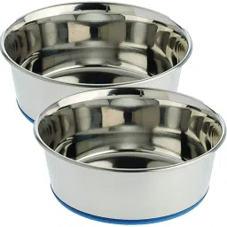 Dog Bowls | Cat Feeding Bowls | Dog Cat Plate Bowls with Non-Slip Rubber Silver Pet Bowl-image-29