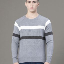 red tape Men Colorblock Round Neck Grey Sweater-picture-23