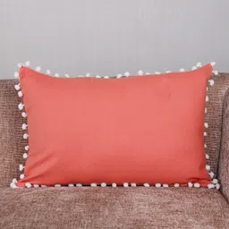 My Gift Booth Orange & White Solid Rectangle Pom-Pom Cushion-picture-23