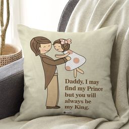 Indigifts Off White & Green Daddy Always Be My King Printed Cushion-image-80