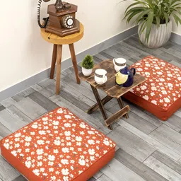 SKANDA FAB Brown 2 Pieces Printed Pure Cotton Sqaure Shaped Floor Cushion-image-24