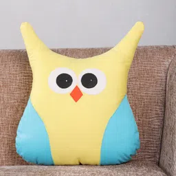 My Gift Booth Yellow & Blue Colourblocked Cotton Owl Cushion-picture-22