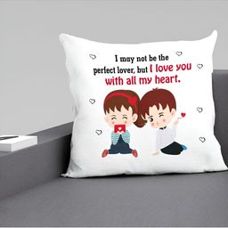 ARTBUG White & Red Printed Square Pre-Filled Cushion With Filler image 2