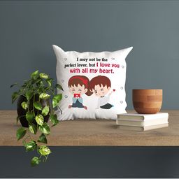 ARTBUG White & Red Printed Square Pre-Filled Cushion With Filler image 3