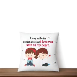 ARTBUG White & Red Printed Square Pre-Filled Cushion With Filler image 5