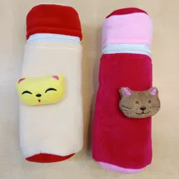 Broad Neck Zipper Soft Plush Stretchable Baby Feeding Bottle Cover Milk Feeder-image-83