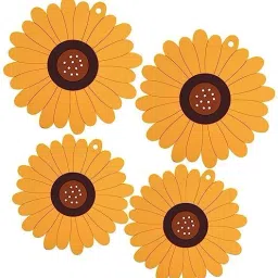 Silicone Trivet Set - Sunflowers Shape Non-Slip Coaster for Kitchen, Heat-Resistant, Multi-Purpose, Big 20Cm+Medium 15Cm. Yellow Trivet-picture-11