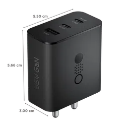 Nothing C332 65W Type A and Type C 3-Port Fast Charger (Adapter Only, GaN Technology, Dark Grey) image 2