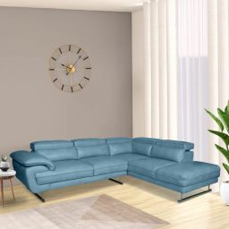 casacraft from pepperfry Haiden Leatherette LHS Sectional Sofa (3+ Lounger) in Sky Blue Colour-picture-30