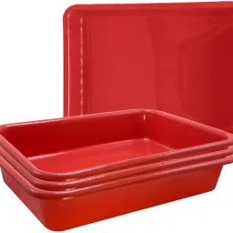 Wonder Plastic Prime Exel Tray 555 for Home/Kitchen/Office, Set of 4, Red Color, Made in India Tray-image-12
