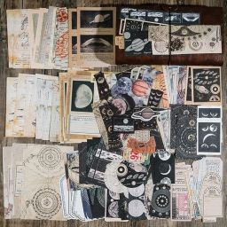 Set of 200 Pcs Vintage Space Paper Kit – DIY Scrapbook, Journal & Collage Art Theme, Scrapbook Kit-18