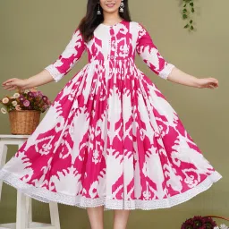 Women Ethnic Dress Pink Below Knee Dress-image-66