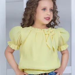 Peppermint Girls Puff Sleeve Crepe Blouson Top-picture-57