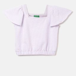 United Colors of Benetton Checked Flutter Sleeve Blouson Top-12