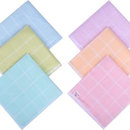 Heart Home Check Print Cotton Handkerchief|Handkerchief for women|6 Piece Set|Multi ["Multicolor"] Handkerchief-image-82
