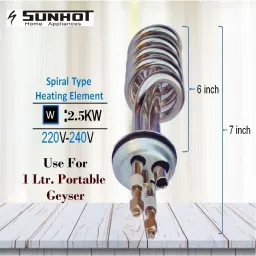 sunhot Midget With Thermostat Pocket Type Instant 1 Ltr. Portable Geyser Element 2500 W Shock Proof Immersion Heater Rod image 2