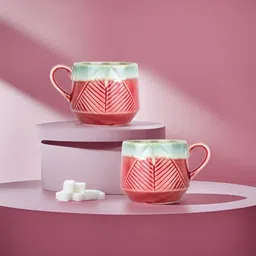 The Better Home Rust & White 2Pcs Ceramic Glossy Microwave Safe Cups 320ml Each-picture-17