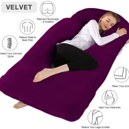 J Shape Microfibre Solid Pregnancy Pillow Pack of 1-image-11