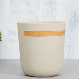Home Centre Beige & Yellow Textured Marshmallow Round Dust Bin-25