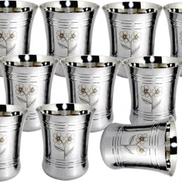 (Pack of 12) Stainless steel glass set of 12 pcs (400ml) Glass Set Water/Juice Glass-image-72