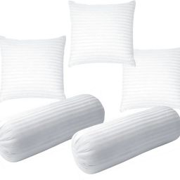 Diwan Set Of 3 Cushion & 2 Bolster Microfibre Stripes Bolster Pack of 5-image-17